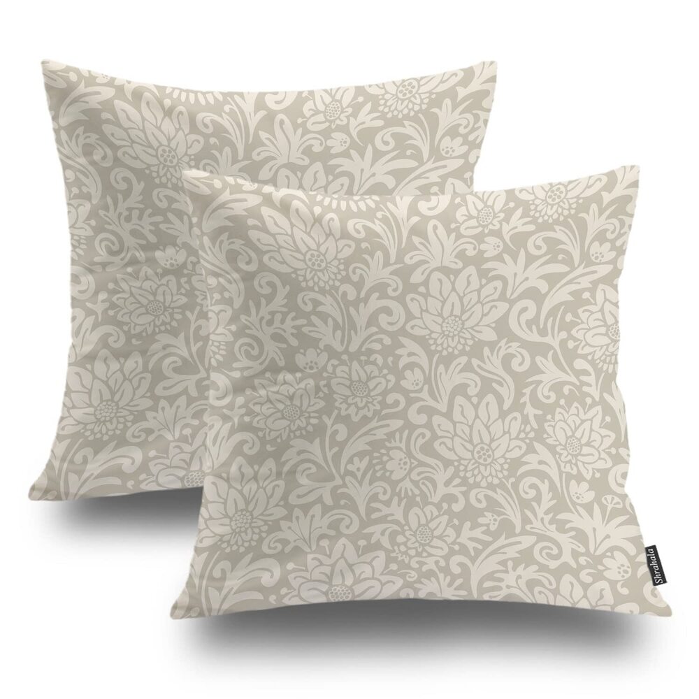 1264 Begie Plant Floral Decorative Throw Pillow Cover, Pastels Flowers